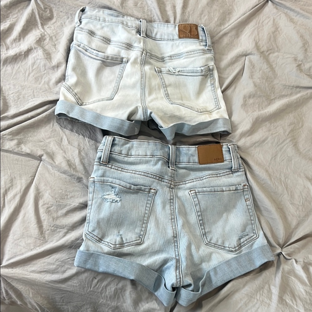 Aeropostale bundle of 2 pairs of size 00 Light Blue Jean Shorts - Picture 9 of 9
